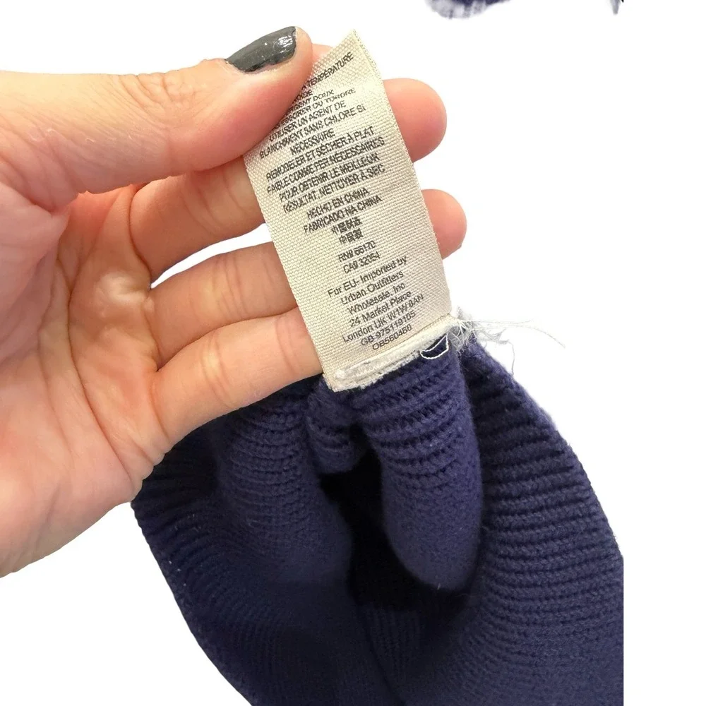 Free People Ottoman Slouchy Tunic V-Neck Ribbed Sweater Navy Blue Purple S